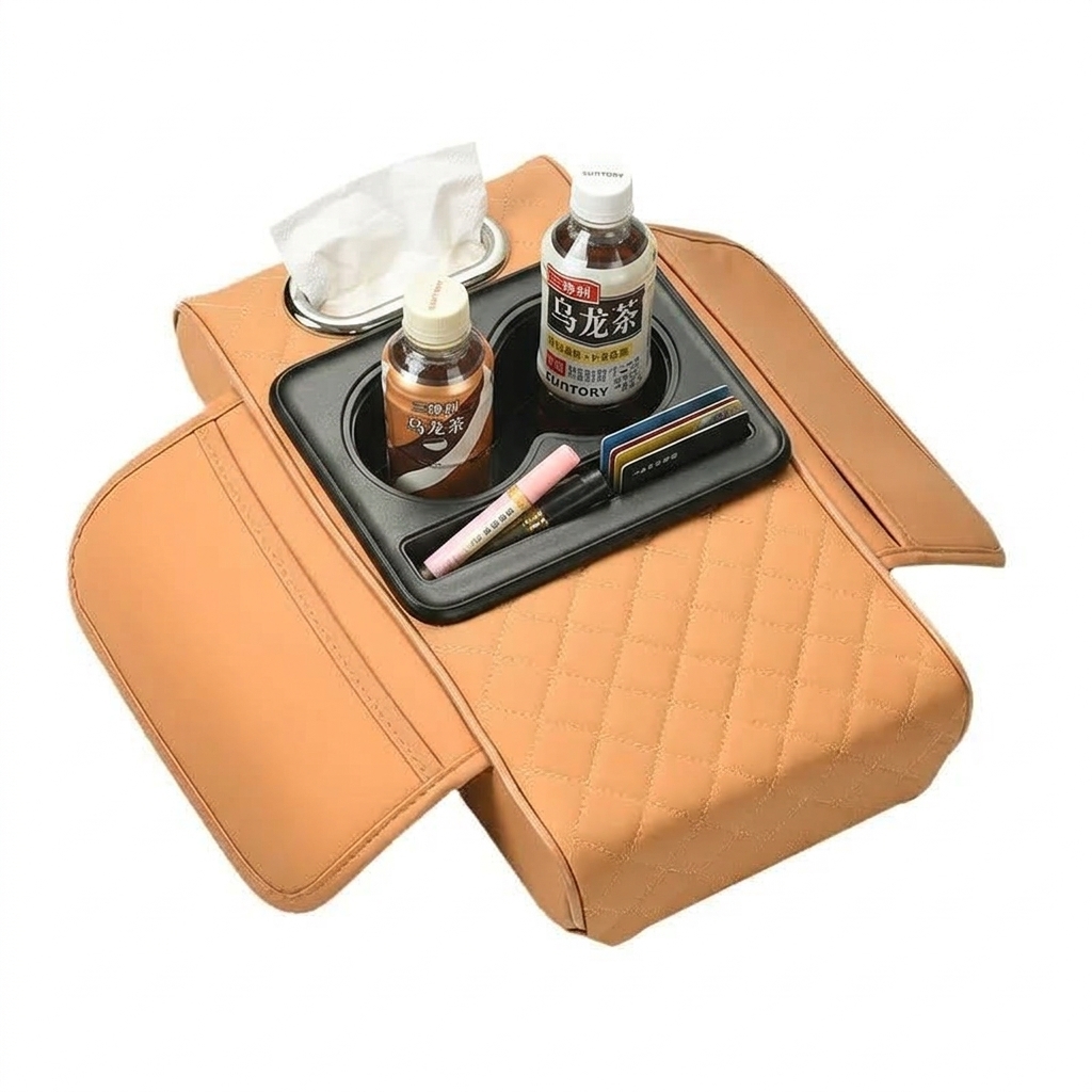 Organisateur de Console de Voiture en Cuir Multifonction