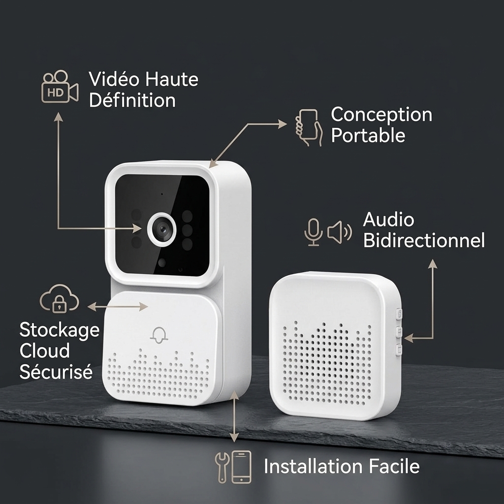 Sonnette Vidéo HD Intelligente avec Stockage Cloud