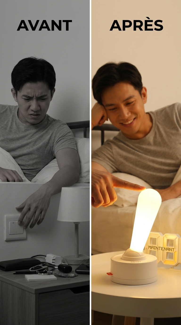 Lampe de Chevet LED Rechargeable avec Commande Joystick