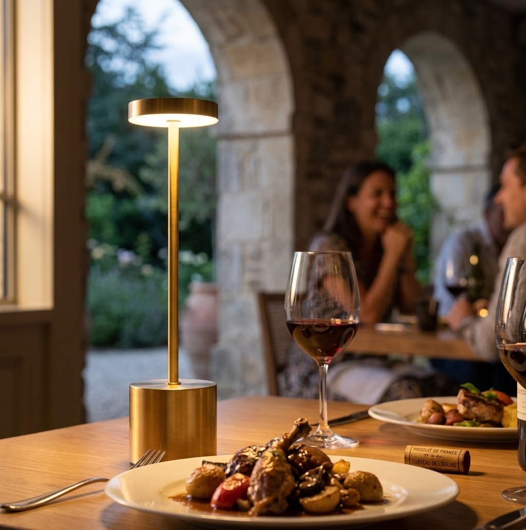 Lampe de Table Dorée Rechargeable pour Ambiance Élégante