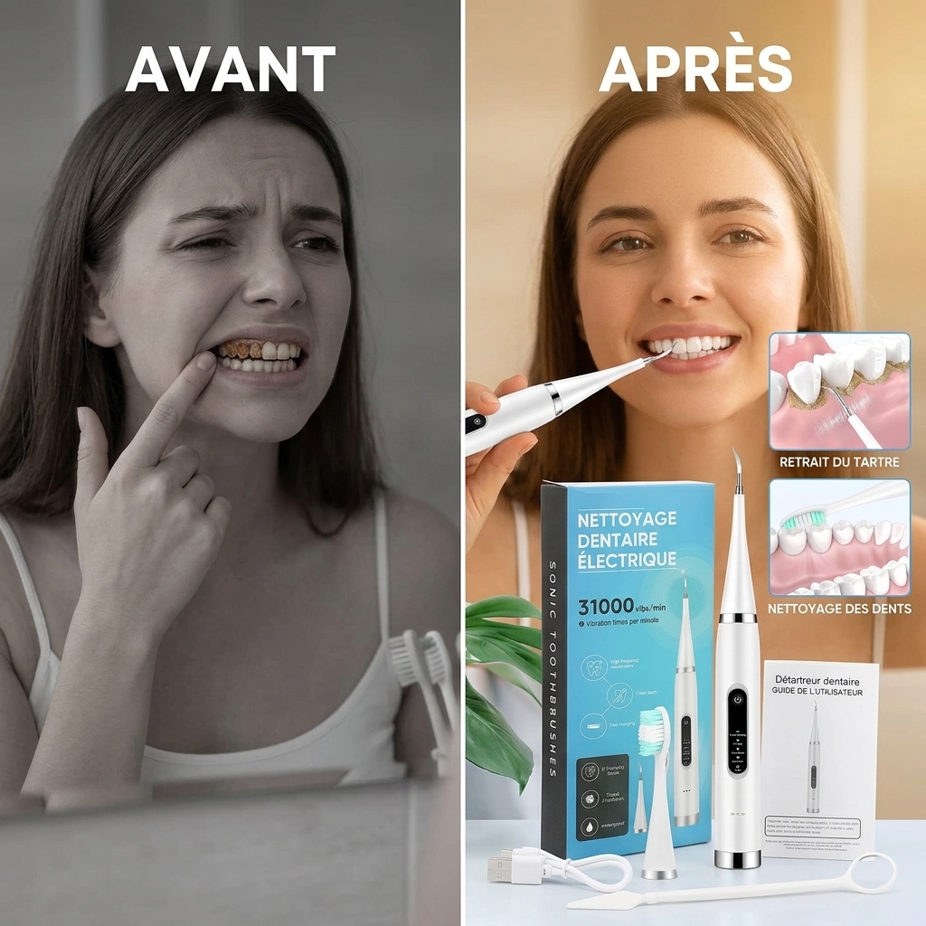 Nettoyeur de Dents Électrique Portable Anti-Tartre