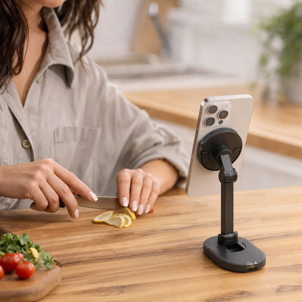 Support magnétique 3-en-1 pour téléphone – en situation