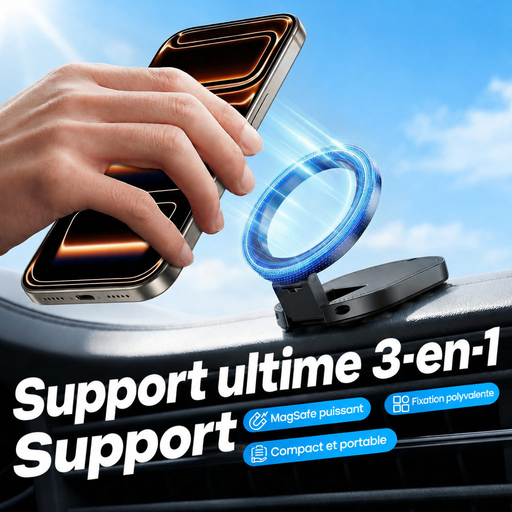 Support magnétique 3-en-1 pour téléphone – en situation