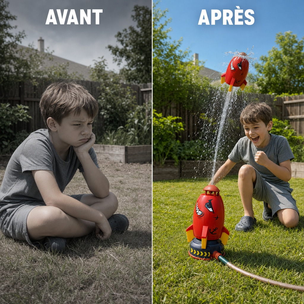 Jouet fusée aquatique rotatif 360° pour l'été