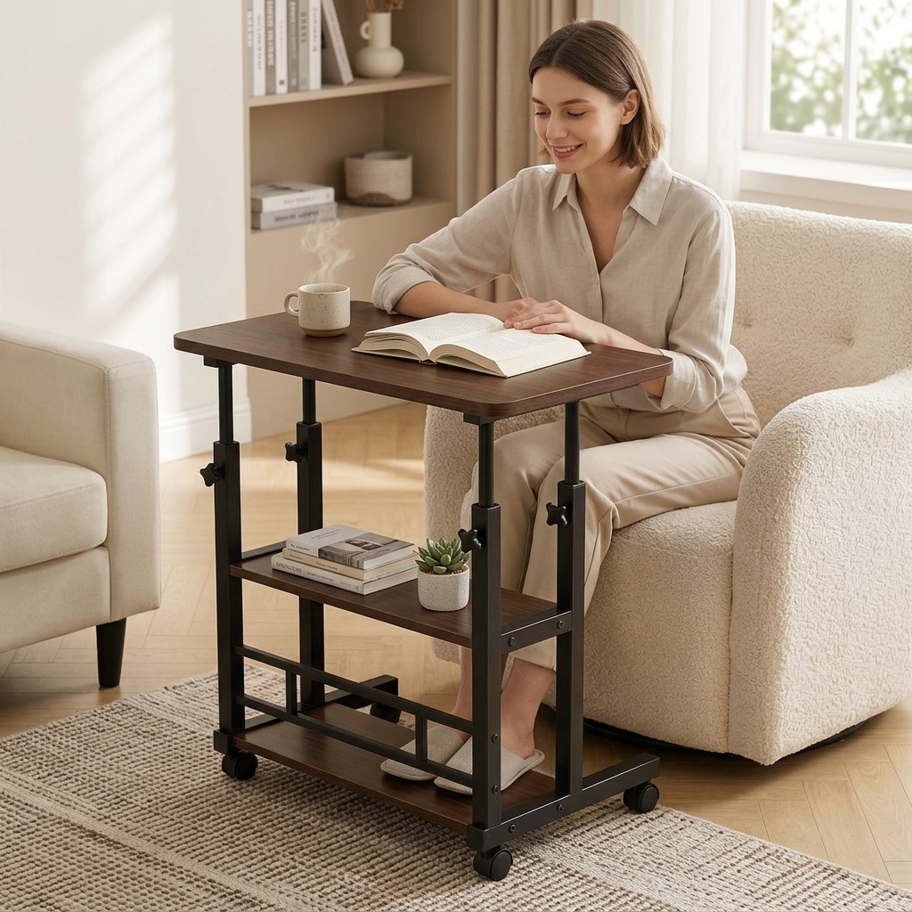 Table réglable avec roues pour un confort maximal