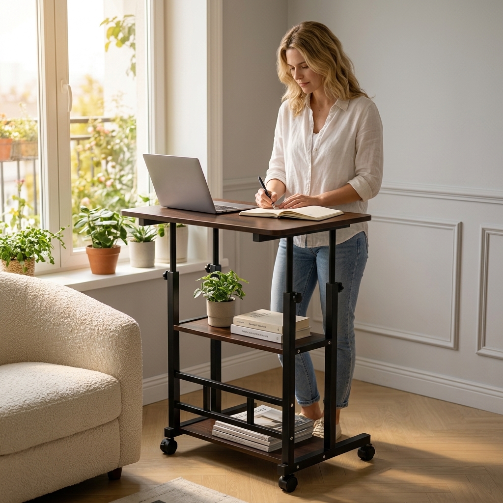 Table réglable avec roues pour un confort maximal