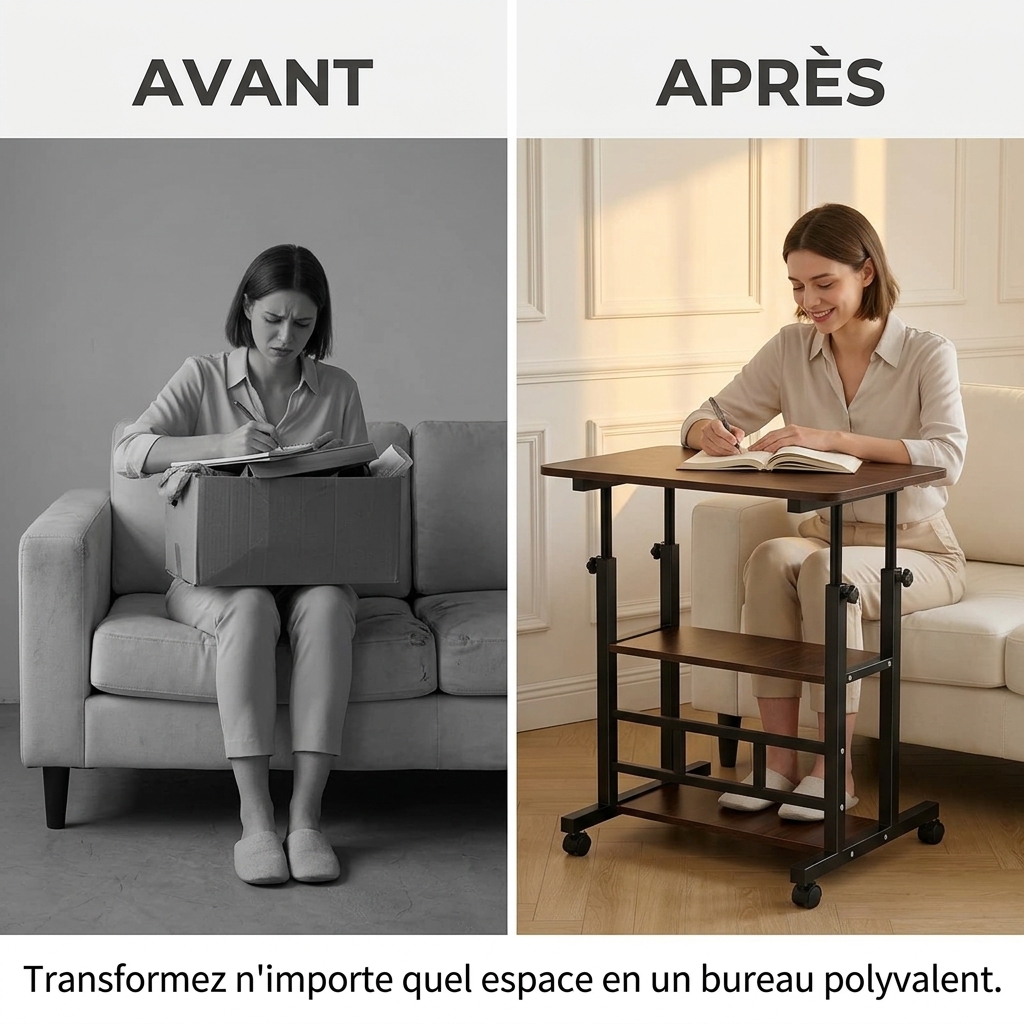Table réglable avec roues pour un confort maximal